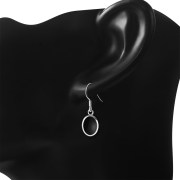 Black Onyx Oval Silver Earrings, e313h